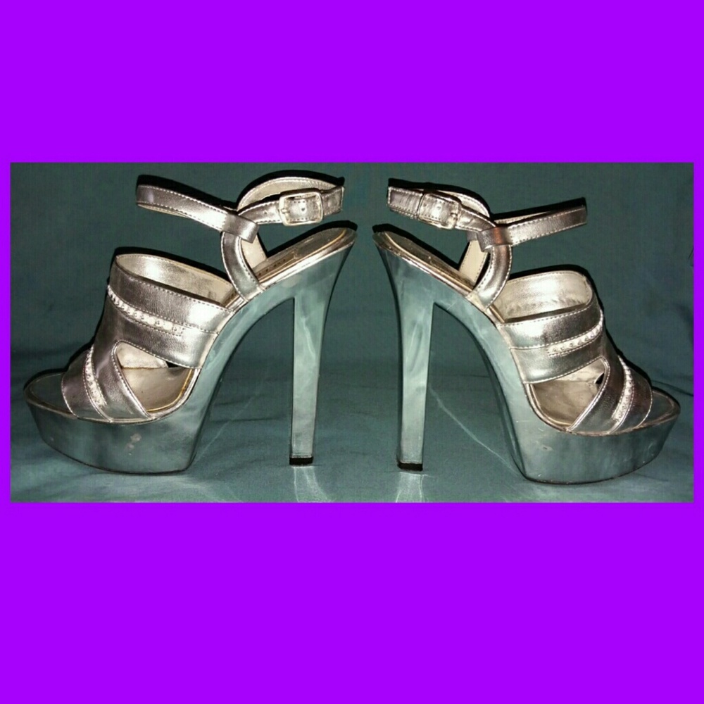 Metallic Silver Clubing 6" Platform Heels